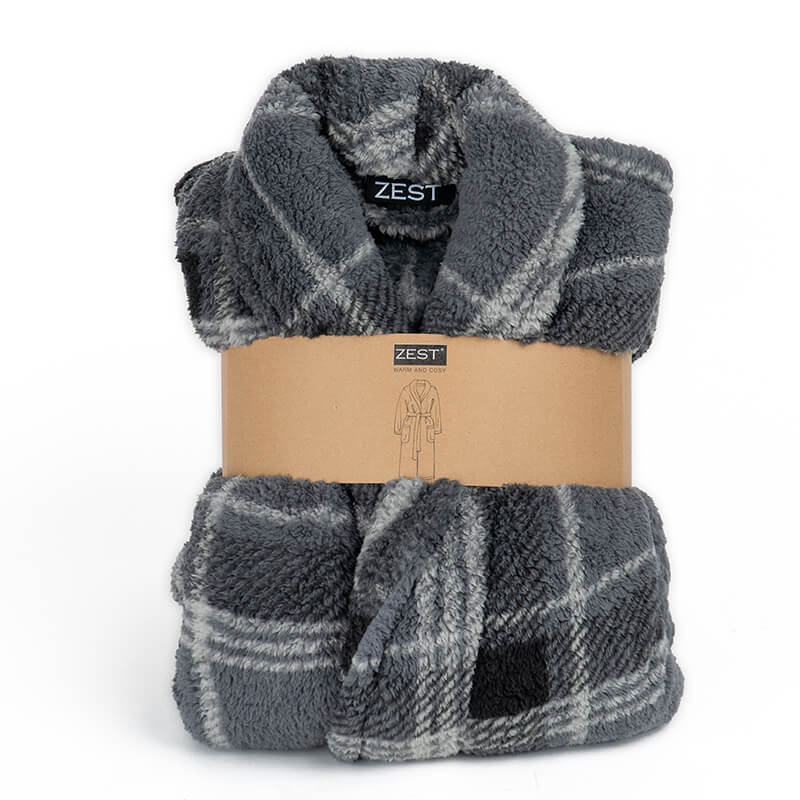 Badjas Sherpa Recycled Ruit Grijs Badjas Sherpa Recycled Ruit Grijs