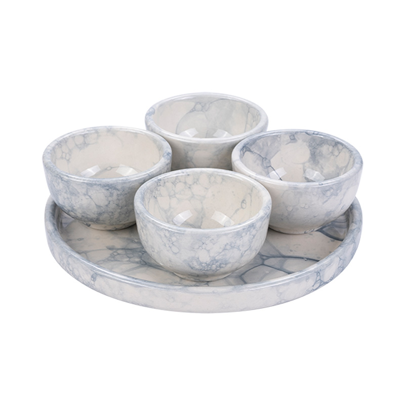 Geschenkset bord & 4 schaaltjes Grijs Geschenkset bord 4 schaaltjes Grijs
