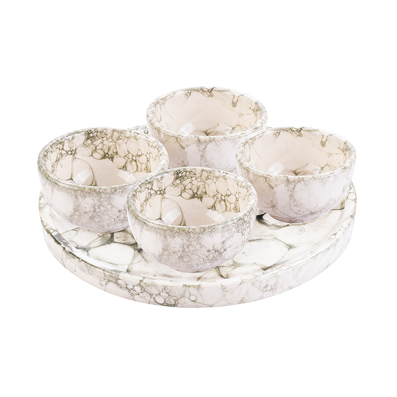 Geschenkset bord & 4 schaaltjes Groen Geschenkset bord 4 schaaltjes Groen