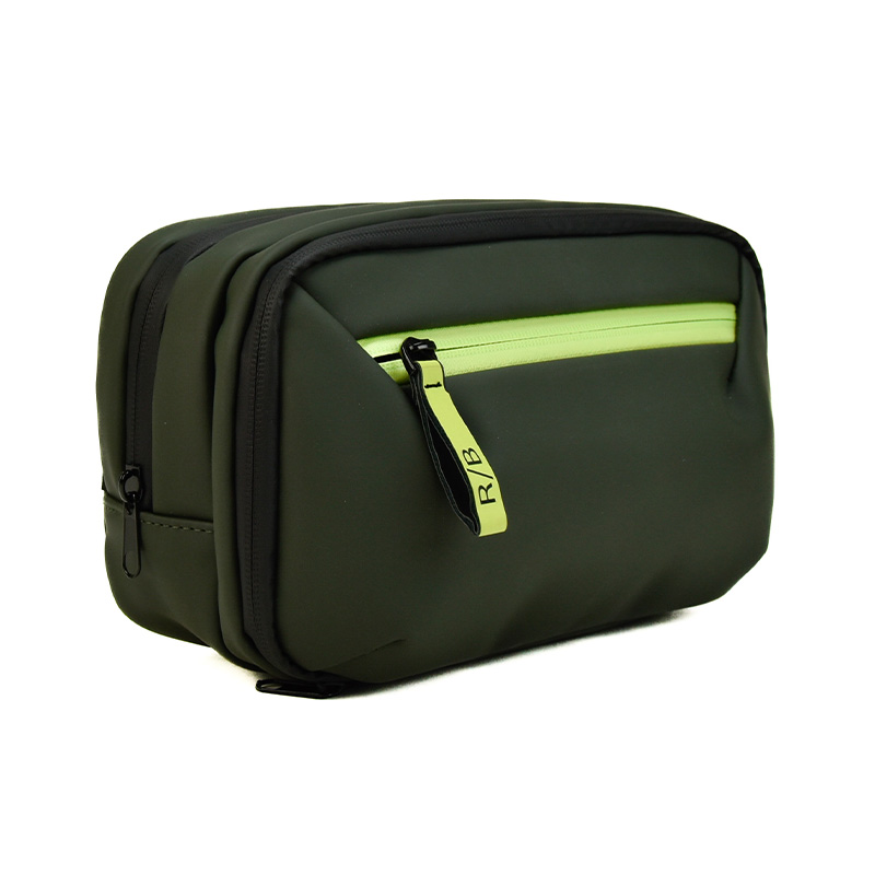 RPET Toilettas Groen Lounge collectie RPET Toilettas groen met gele rits 8812grn