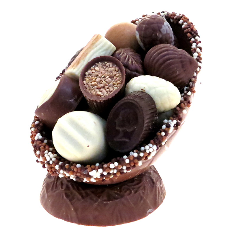 Luxe Paasei op Chocolade Nest Bonbon Eitje Chocolade Crispy 350gr 6PT007