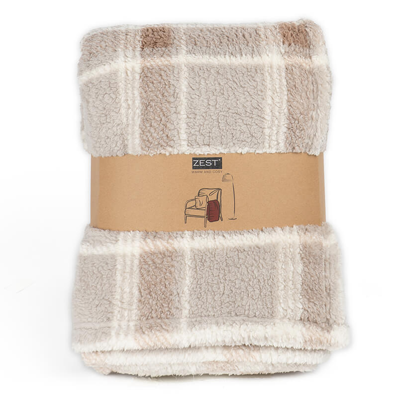 Plaid XL Sherpa Recycled Ruit Zand - 150x200cm Plaid XL Sherpa Recycled Ruit Zand