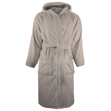 Badjas met capuchon badstof katoen taupe