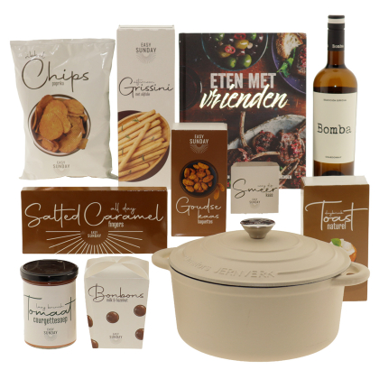 Braadpan gietijzer 5L & Kookboek - Easy Sunday Easy Sunday Braadpan gietijzer 5L Kookboek eten met vrienden