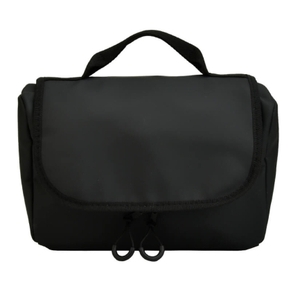 Hangende Toilettas Mat PU Zwart Hangende toilettas travel mat zwart voorkant