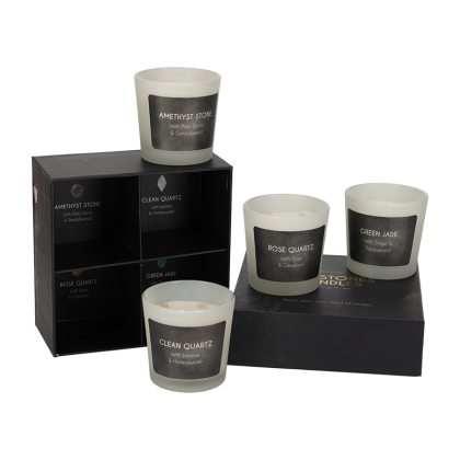 Edelsteen Geurkaarsen Zwart set van 4 - JENS Living JENS Living Edelsteen Geurkaarsen Zwart set van 4 25899