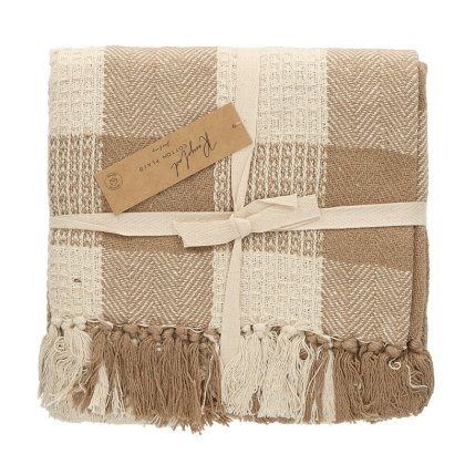Recycled Cotton Plaid Kai Taupe - JENS Living JENS Living Recycled Cotton Plaid Kai Taupe 25856