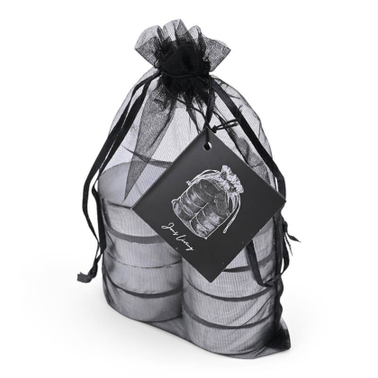 Theelichten 4u in Organza Zwart 8st - JENS Living JENS Living Theelichten 4u in Organza Zak 8 stuks Zwart
