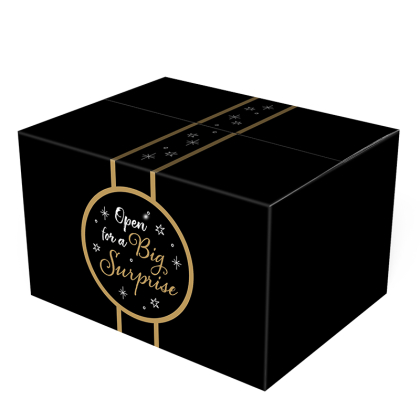 Kerstpakketdoos Big Suprise Black achterzijde