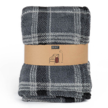 Plaid XL Sherpa Recycled Ruit Grijs