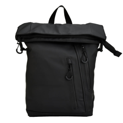Fiets Rugzak Travel Mat PU Zwart Travel fiets rugzak vegan leer 8791 Zwart