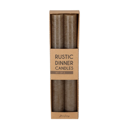 Rustieke Dinerkaarsen Bruin S/2 - JENS Living jens living rustieke dinerkaarsen bruin set2 25616