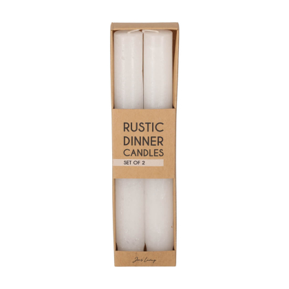 Rustieke Dinerkaarsen Wit S/2 - JENS Living jens living rustieke dinerkaarsen wit set2 25615