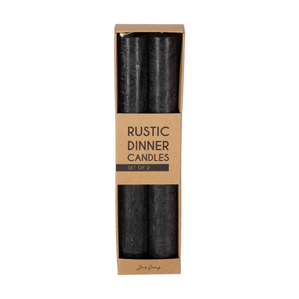 Rustieke Dinerkaarsen Zwart S/2 - JENS Living jens living rustieke dinerkaarsen zwart set2 25613