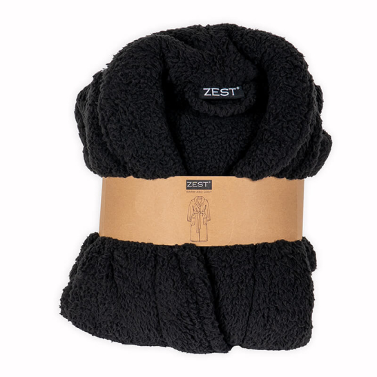 Badjas Sherpa Recycled Zwart Badjas Sherpa Recycled Zwart
