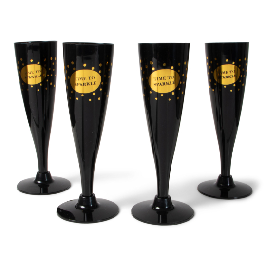 Champagneglazen Zwart/Goud set/4 - 13060