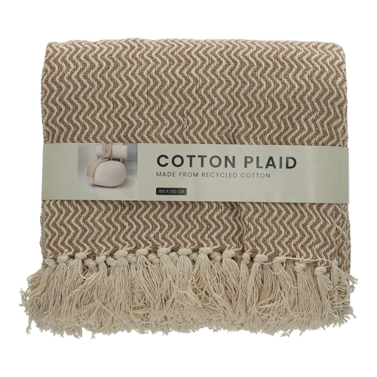 FITZ Living Recycled Cotton Plaid Visgraat Taupe 93022