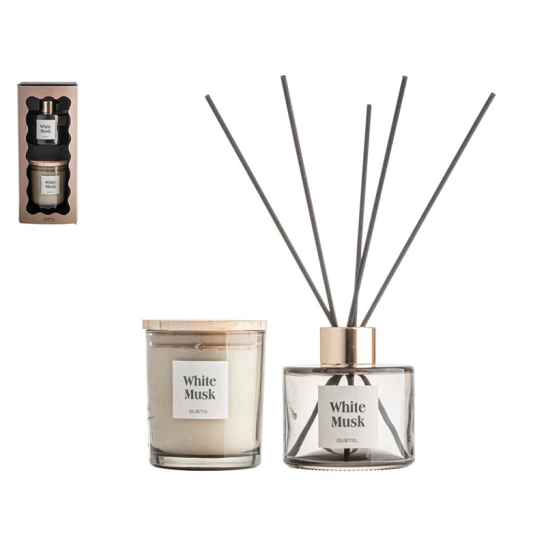 Gusta giftset kaars en diffuser White Musk