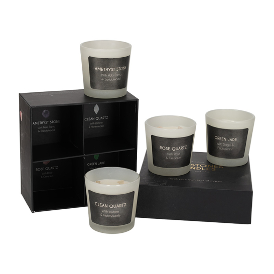 JENS Living Edelsteen Geurkaarsen Zwart set van 4 25899