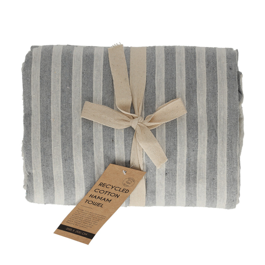 Hamamdoek Strepen Grijs 200x200 - Jens Living JENS Living Hamamdoek Strepen Grijs 200x200 25860