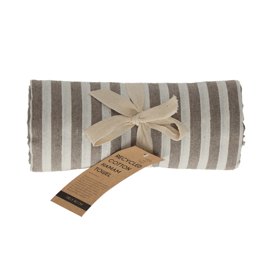 Hamamdoek Strepen Taupe 180x90 - Jens Living JENS Living Hamamdoek Strepen Taupe 180x90 25861