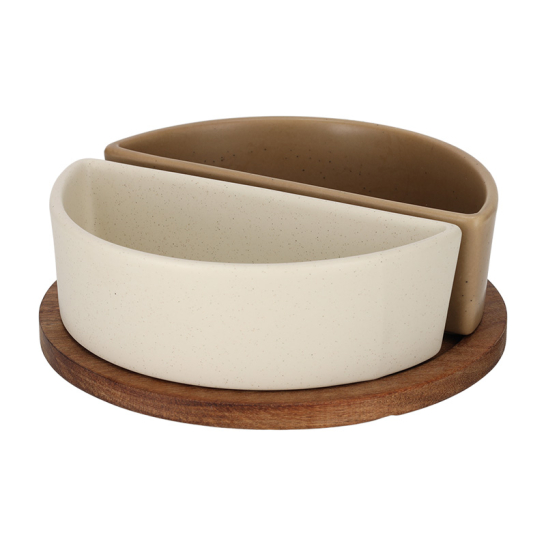 JENS Living Serveerset Faas Wit Taupe 25831