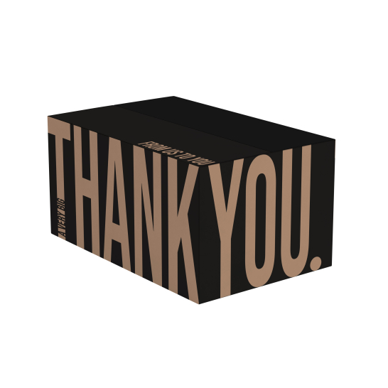 Geschenkdoos Thank You Zwart Kerstpakketdoos thank you kraft zwart