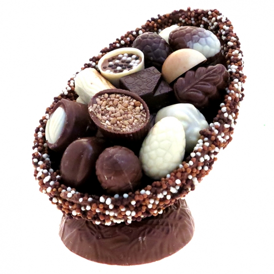 Luxe Paasei op Chocolade Nest Bonbon Eitje Chocolade Crispy 500gr 6PT008