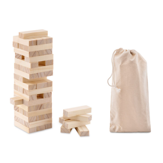Toren spel 54 blokjes in katoenen zakje mo9574 40