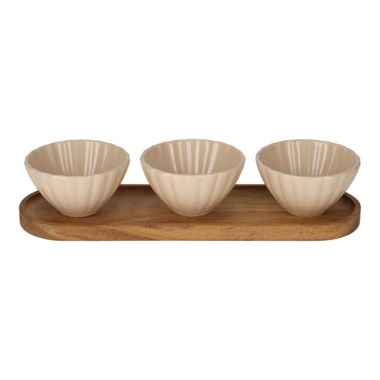 jens living serveerset met schelp schaaltjes beige 25097