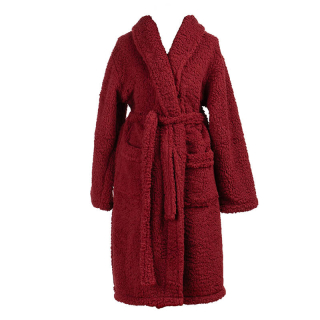 Badjas Sherpa Recycled Bordeaux voorkant Badjas Sherpa Recycled Bordeaux voorkant