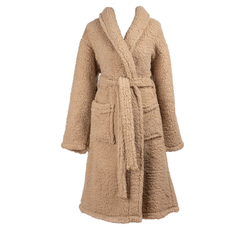 Badjas Sherpa Recycled Zand voorkant Badjas Sherpa Recycled Zand voorkant