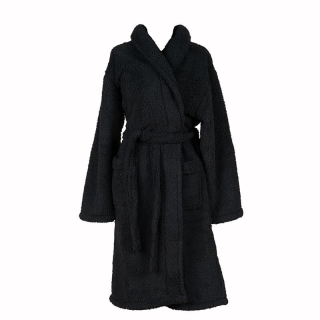 Badjas Sherpa Recycled Zwart voorkant
