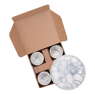 Geschenkset bord 4 schaaltjes Grijs 2 Geschenkset bord 4 schaaltjes Grijs 2