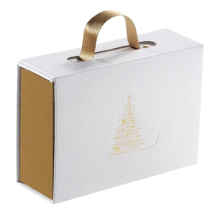 Geschenkverpakking koffer wit goud 33.5x20x10.5cm