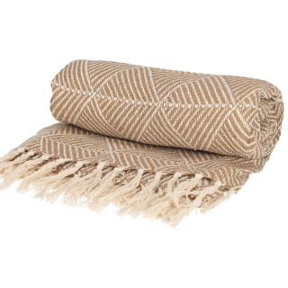 JENS Living Basic Recycled Cotton Plaid Beige 1