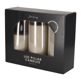 JENS Living LED Stompkaarsen Steengrijs set van 3 25715 2