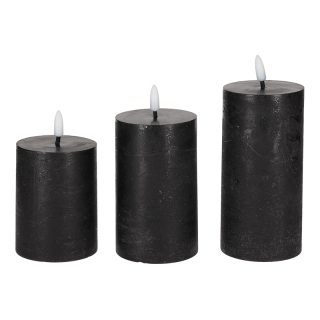 JENS Living LED Stompkaarsen Zwart set van 3 25714 1