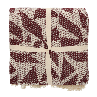 JENS Living Recycled Cotton Plaid Soof Burgundy 25852 1