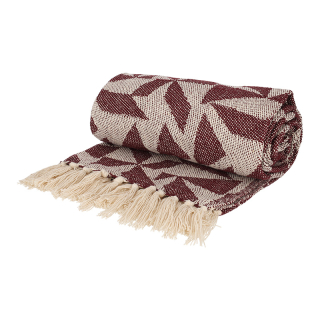JENS Living Recycled Cotton Plaid Soof Burgundy 25852 2