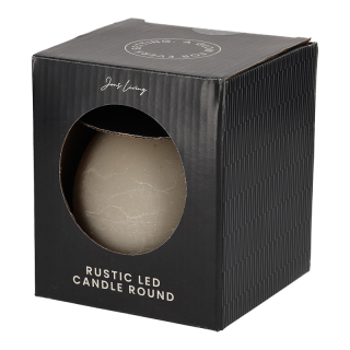 JENS Living Rustieke LED Kaars Rond Taupe 25712 1