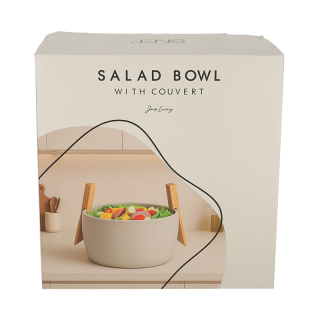 JENS Living Saladeschaal Met Bestek Steengrijs 25756 4