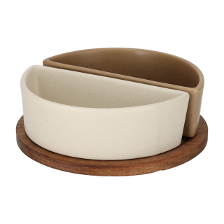 JENS Living Serveerset Faas Wit Taupe 25831