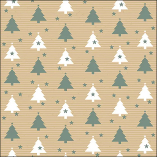 Napkin 33 trees and stars sage fsc mix