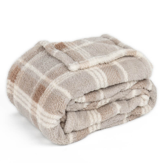 Plaid XL Sherpa Recycled Ruit Zand 1 Plaid XL Sherpa Recycled Ruit Zand 1