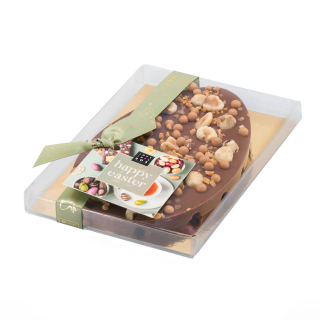 luxe chocolade paasei hazelnoot caramel melk 110gram luxe chocolade paasei hazelnoot caramel melk 110gram