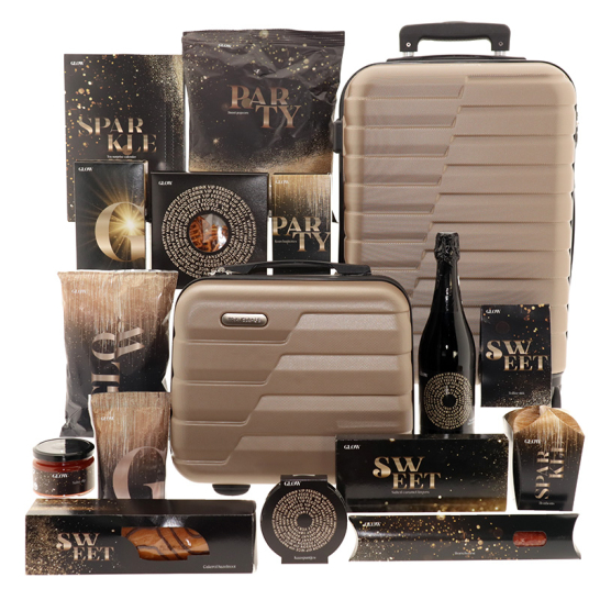 Set Trolley & Beautycase Champagne - Glow Glow Set Trolley Beatycase Champagne