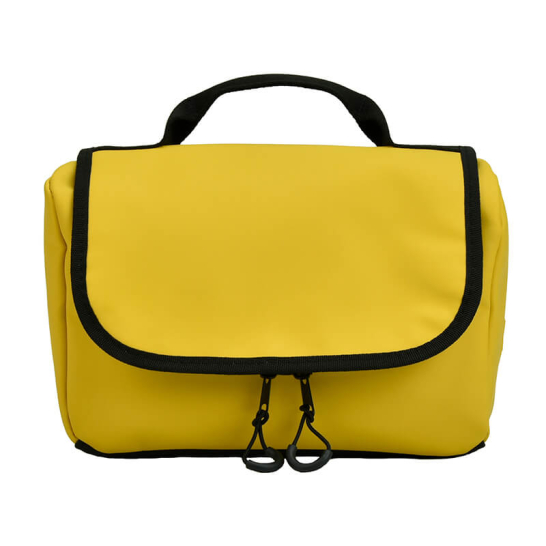 Hangende Toilettas Mat PU Geel Hangende toilettas travel mat geel voorkant