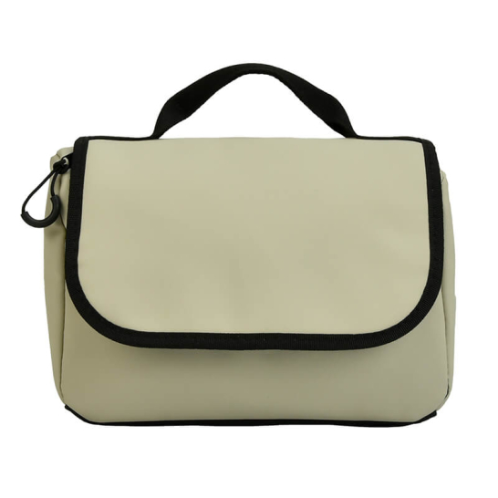 Hangende Toilettas Mat PU Off White Hangende toilettas travel mat off white voorkant