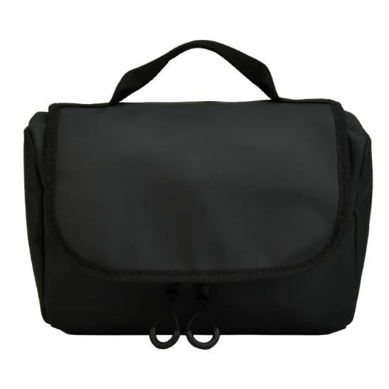 Hangende Toilettas Mat PU Zwart Hangende toilettas travel mat zwart voorkant